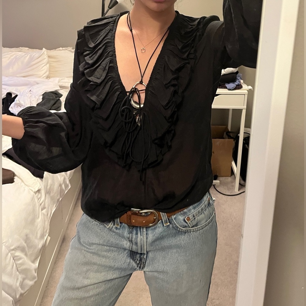 Ruffled Black Blouse